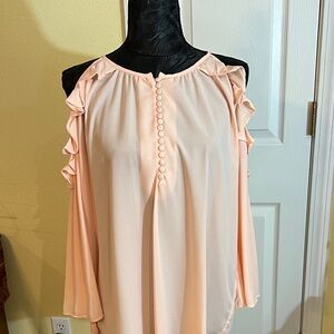Premise Light Pink Ruffle Sleeve Blouse